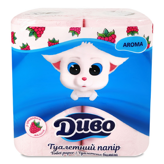 Папір туалетний «Диво» Aroma малина 2-шаровий, 4шт