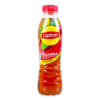 Чай холодний Lipton чорний зі смаком малини без цукру, 0.5л