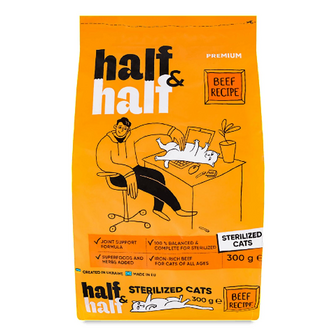 Корм для стерилізованих котів Half&Half Beef сухий, 300г