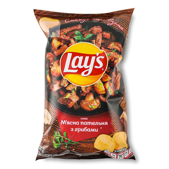 Чипси Lay's зі смаком м'ясної пательні з грибами, 60г