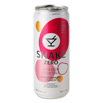Напій соковмісний Shake Zero Pomegranate Punch сильногазований з/б, 0.33л
