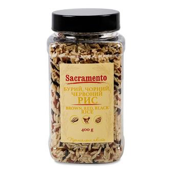 Рис Асорті Sacramento бурий, червоний, чорний, 400г