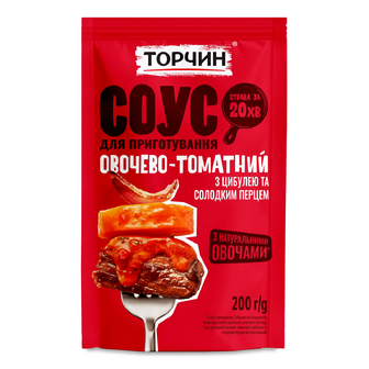 Соус кулінарний Торчин Овочево-томатний з цибулею та солодким перцем пастеризований м/у , 200г