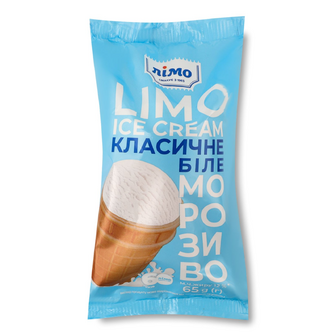 Морозиво Лімо Класичне біле у вафельному стаканчику 12%, 65г