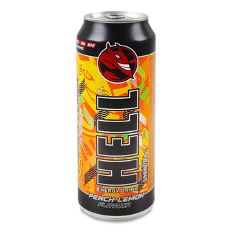 Напій енергетичний Hell Peach-lemon безалкогольний газований  з/б, 0.5л