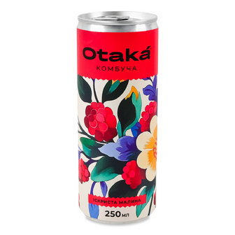 Напій Otaka Комбуча Іскриста малина безалкогольний сильногазований з/б, 250мл