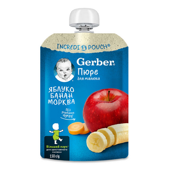 Пюре Gerber з яблуком, бананом та морквою, 150г
