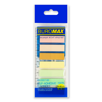 Закладки Buromax BM.2307-99 Pastel 45х12 мм в асортименті, 200шт