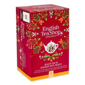 Чай чорний English Tea Shop імбир та персик органічний, 20*2г