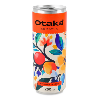 Напій Otaka Комбуча Стиглий персик безалкогольний сильногазований з/б, 250мл