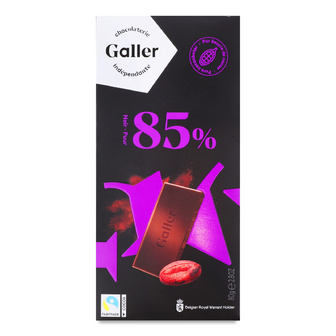 Шоколад чорний Galler 85% какао, 80г