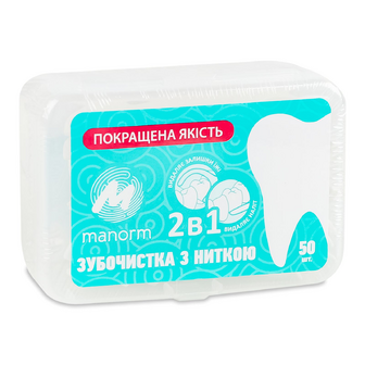 Зубочистка Manorm 2в1 з освіжаючою ниткою, 50шт