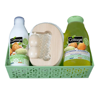 Набір Cottage Almond Oil Олія для догляду + Молочко для тіла + мочалка + масажер, шт