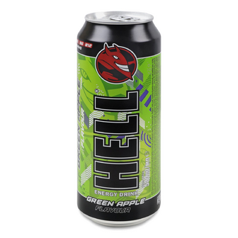 Напій енергетичний Hell Green apple безалкогольний газований з/б, 0.5л