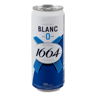 Пиво Kronenbourg 1664 Blanc світле безалкогольне з/б, 0.33л