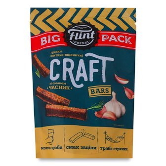 Грінки Flint Craft житньо-пшеничні зі смаком часнику, 120г