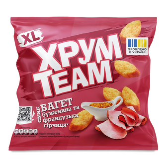 Сухарики ХрумTeam Багет Буженина та французька гірчиця, 90г