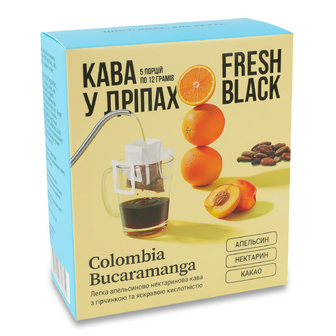 Кава Fresh Black Colombia Bucaramanga у дріпах, 5*12г