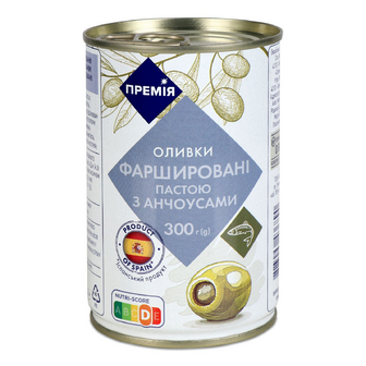 Оливки «Премія»® зелені фаршировані анчоусами, 300г