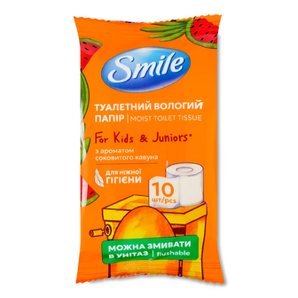 Папір туалетний Smile для дітей та підлітків вологий, 10шт