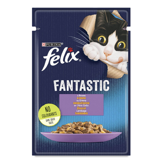Корм для котів Felix Fantastic з ягням в желе, 85г