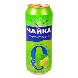 Пиво Чайка Чорноморська №0 лимон-лайм нефільтроване безалкогольне з/б, 0.5л