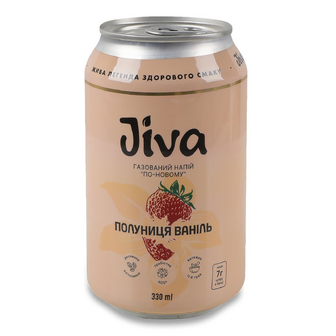 Напій соковмісний Лавка традицій Jiva Полуниця-ваніль сильногазований з/б, 0.33л