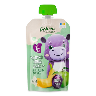 Пюре Galicia Baby яблучно-сливово-бананове, 90г