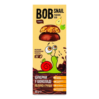 Цукерки Bob Snail яблучно-грушеві в бельгійському молочному шоколаді, 30г