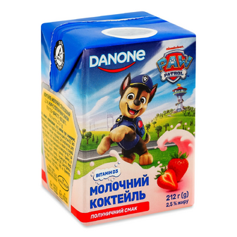 Коктейль молочний Danone «ДанКолекція» полуниця 2,5%, 212г