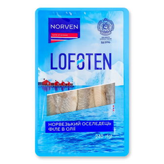 Оселедець Norven філе в олії, 240г