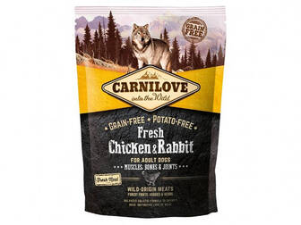 ТЕРМІН 10.2026!!! Сухий корм Carnilove Dog Adult Fresh Chicken & Rabbit (для дорослих собак, курка + крайок)