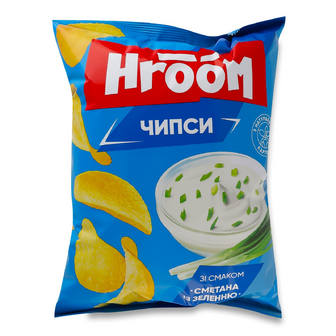Чипси Hroom! зі смаком сметани із зеленню, 110г