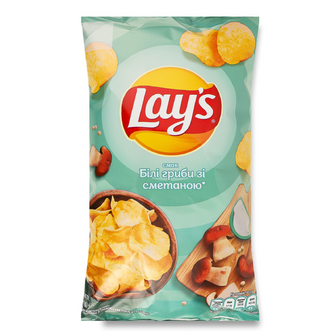 Чипси Lay's картопляні зі смаком білих грибів зі сметаною, 120г