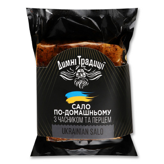 Сало «Лавка Традицій» «Димні Традиції» «По-домашньому» з часником і перцем, 100г