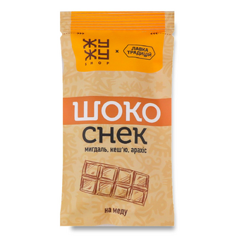 Батончик Лавка Традицій Жу-жу shop Шокоснек Мигдаль, кеш'ю та арахіс на меді, 30г