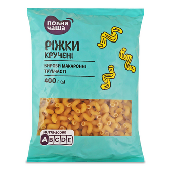 Вироби макаронні «Повна Чаша»® Ріжки кручені, 400г