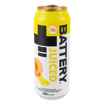 Напій енергетичний Battery Juiced Peach Lemonade безалкогольний з/б, 0.5л