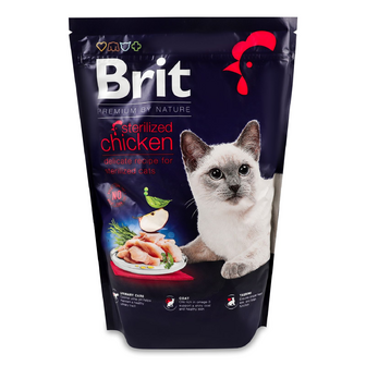 Корм для стерилізованих котів Brit Premium Nature з м'ясом курки, сухий, 800г