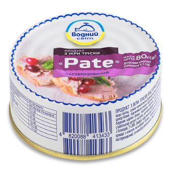 Продукт з ікри тріски Водний світ Pate, 80г