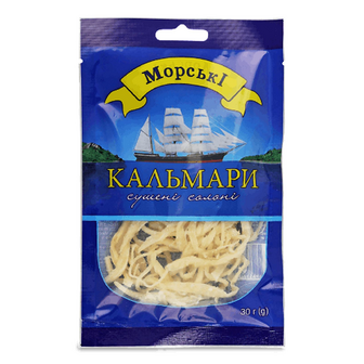 Кальмар Морські сушений солоний, 30г