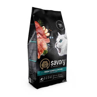 УЦІНКА Сухий корм Savory Fresh Turkey & Chicken для кошенят зі свіжим м'ясом идейки і курки