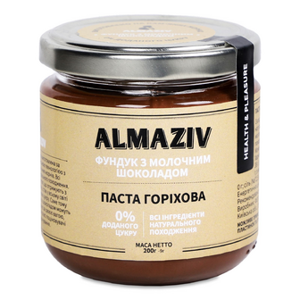 Горіхова паста Лавка Традицій Almaziv фундук з молочним шоколадом, 200г