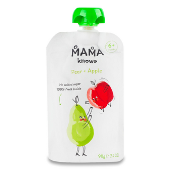 Пюре Mama knows з груш і яблук без цукру, 90г