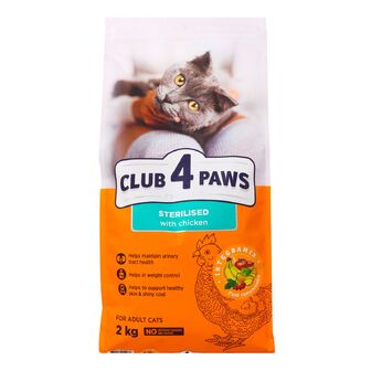 Корм для стерилізованих котів Club 4 Paws з куркою сухий, 2кг