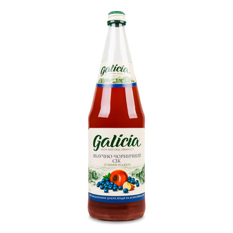 Сік Galicia яблучно-чорничний прямого віджиму, скло, 1л