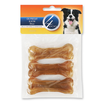 Ласощі для собак 4Dog Кістка пресована 8,5 см, 3шт