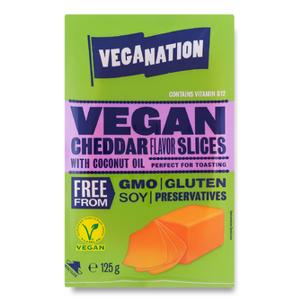 Скибочки веганські Veganation зі смаком чедера, 125г