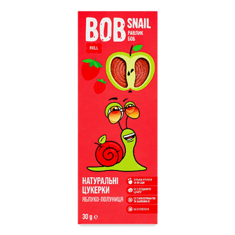 Цукерки Bob Snail натуральні яблуко-полуниця, 30г