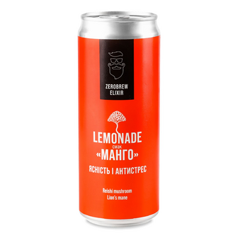 Напій адаптогенний Beermaster Brewery Zerobrew Манго середньогазований з/б, 0.33л